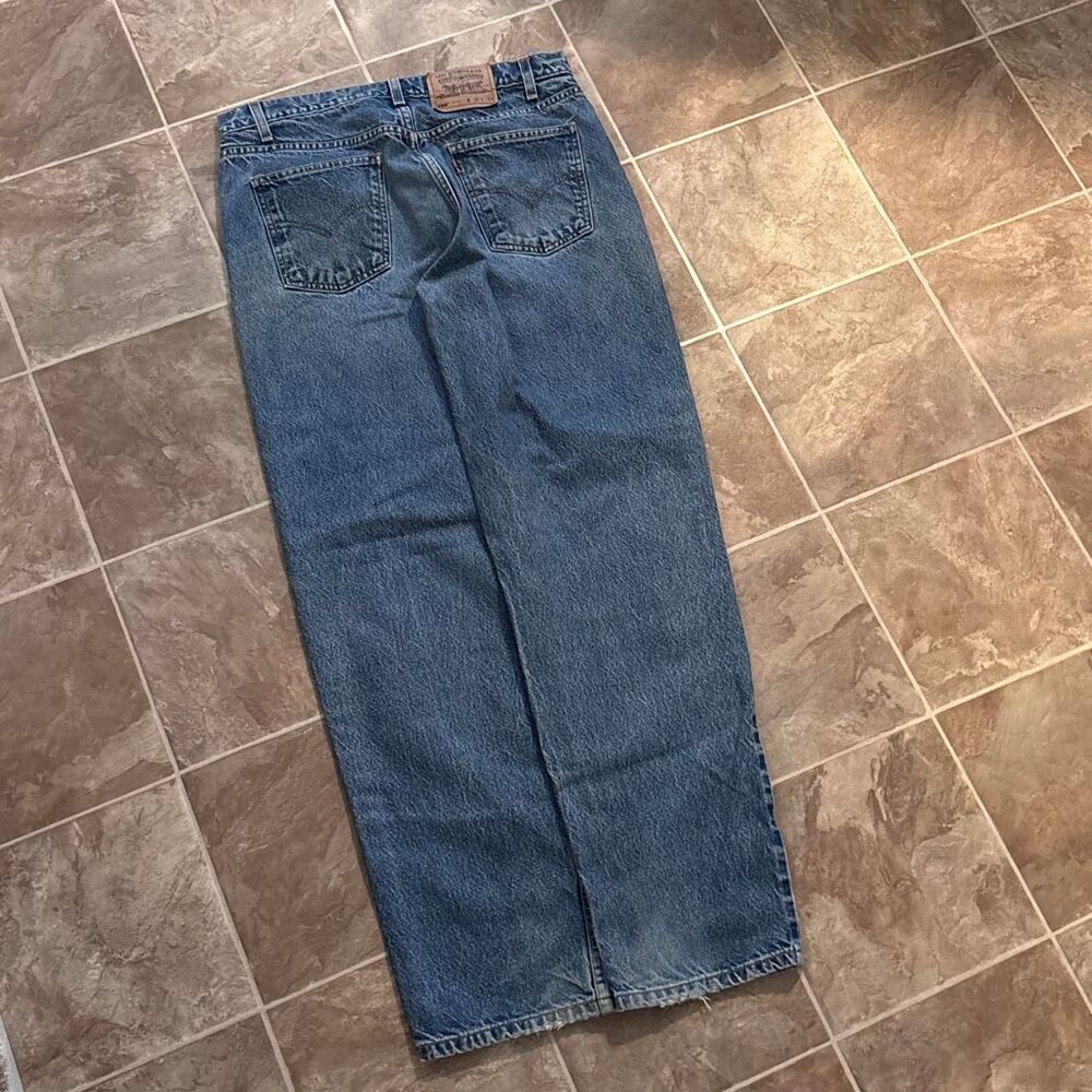 Vtg 1990 Levi's 550 orange tabs jeans, made in Mex. light wash, no flaws! 36x34